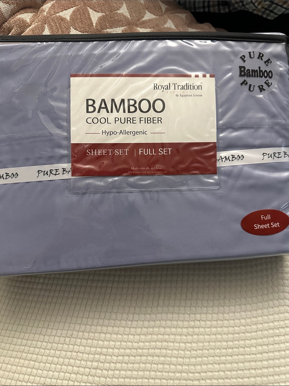 BAMBOO Cool Pure Fiber Full Sheet Set in Light Lavender